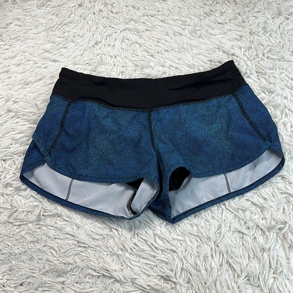 Lululemon Speed Short (4-way Stretch 2.5") Super Natural Blue Multi / Black - Picture 1 of 6